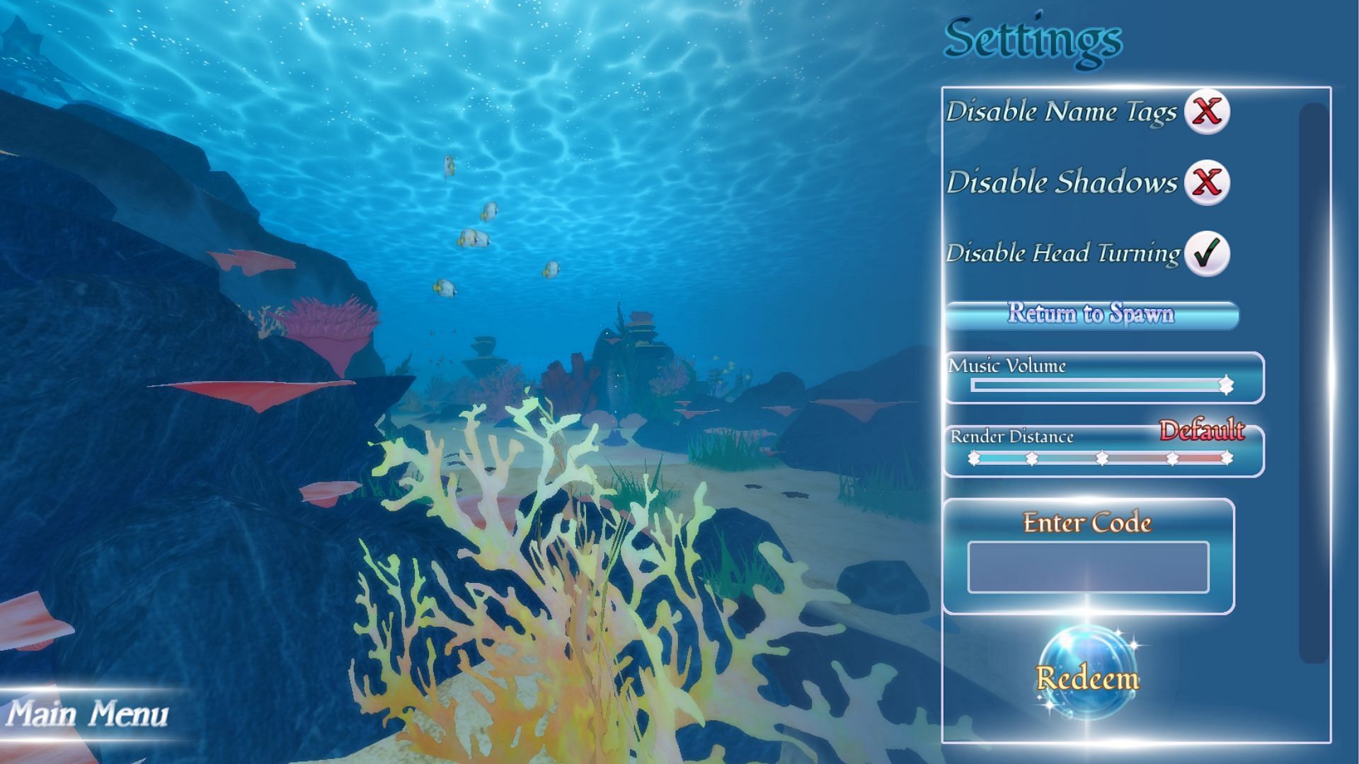 The code redemption menu in the game (Image via Roblox)